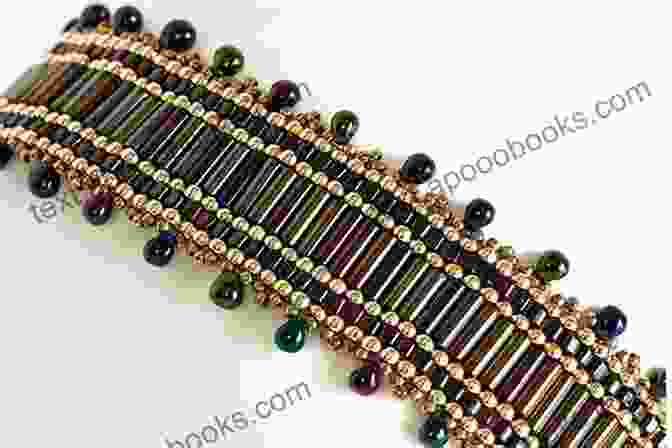 A Beautiful Brick Stitch Beaded Bracelet Featuring Vibrant Beads In A Geometric Pattern Bead Weaving And Embroidery With Miyuki Beads: Instructions For Brick Stitch Peyote Stitch Square Stitch And Loom Work 100 Weaving Patterns