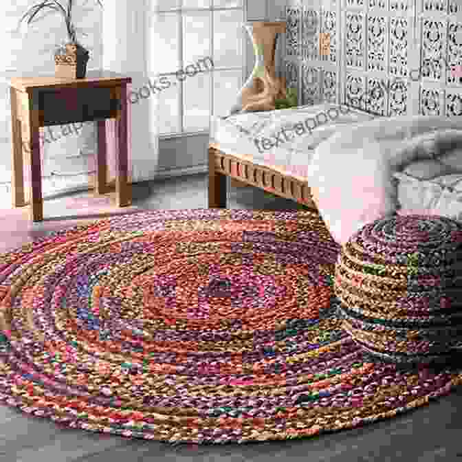 A Cozy Living Room Adorned With A Breathtaking Rag Rug, Serving As A Focal Point That Complements The Rustic Wooden Furniture And Warm Lighting, Creating A Harmonious Ambiance. Complete Guide To Rag Rug: Impressive Rag Rug Projects For A Lovely Day