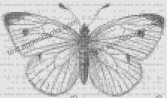 A Grayscale Cross Stitch Pattern Of A Butterfly, Showcasing The Intricate Details And Subtle Transitions Of Shades. Painting Mandalas With Needle And Thread Vol 1: 8 Colorful + 8 Colourless Cross Stitch Patterns