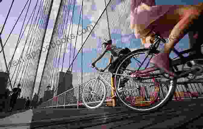 A Group Of Cyclists Riding Down The Manhattan Bridge, With The Brooklyn Skyline In The Background Bikes Of New York : Images Of Bikes From Manhattan NY