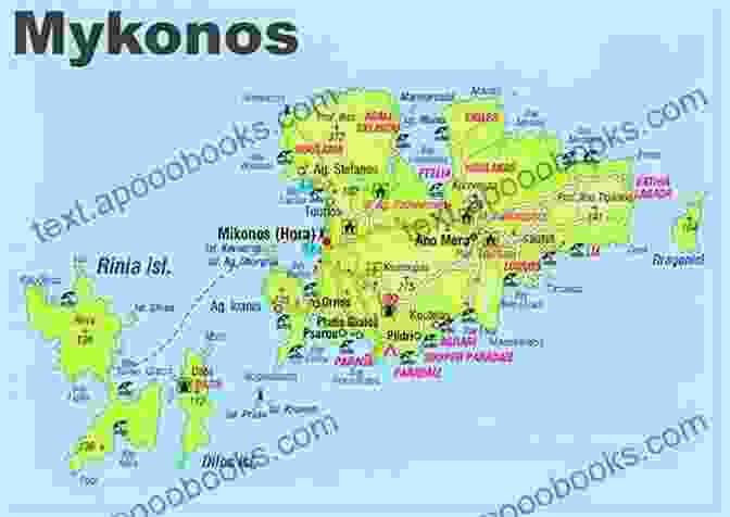 A Map Of Mykonos Highlighting The Walking Routes And Points Of Interest Included In The Guide. A Discovery Walk In Mykonos: Walking Directions