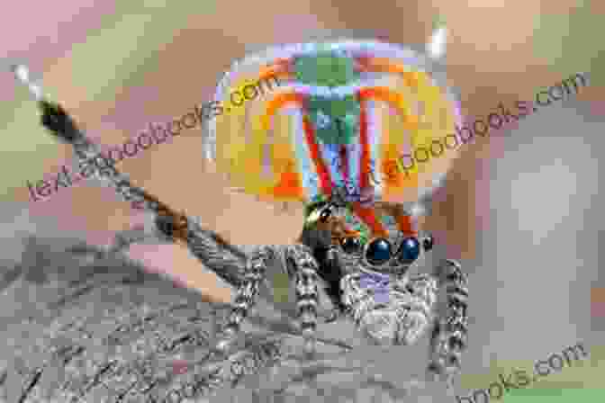 A Vibrant, Iridescent Peacock Spider Showcasing Its Elaborate Courtship Dance. Birds Of A Kind Neil Astley