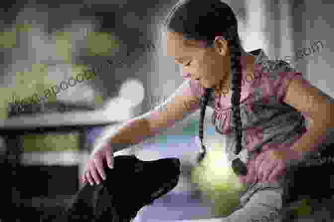 A Young Girl Petting A Therapy Dog While Smiling With Joy LOVE: Tails Of Paws House