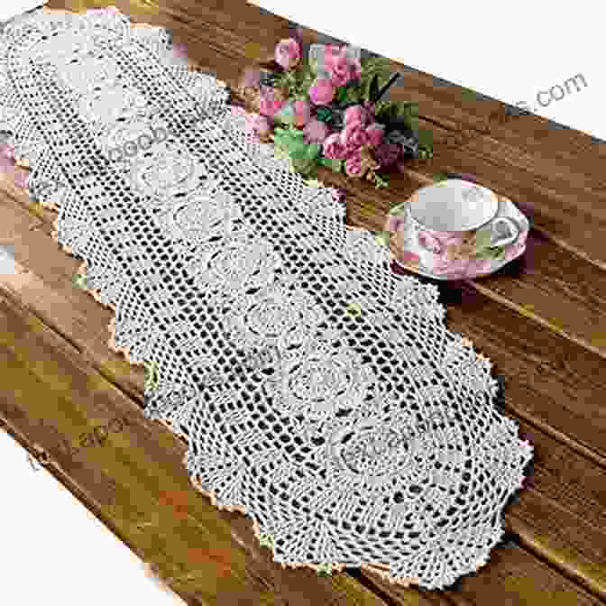 An Exquisite Lace Crochet Table Runner, Featuring Intricate Floral Patterns And Delicate Edging Crochet Table Runner Patterns: How To Make A Crochet Table Runner: Crochet Table Runner Ideas With Simple Patterns