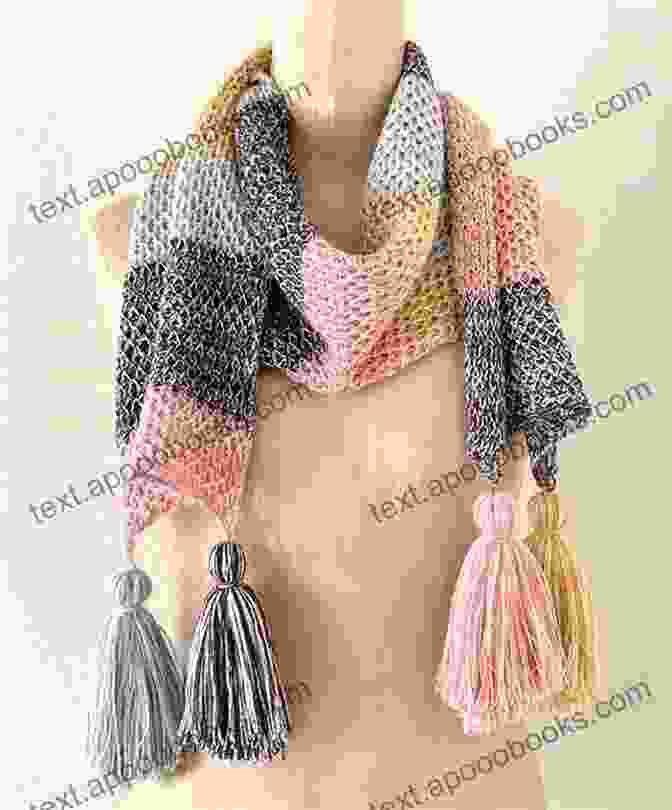 Colorful Striped Shawl With Tassels Inspired Shawls: 15 Creative Patterns For Year Round Knitting