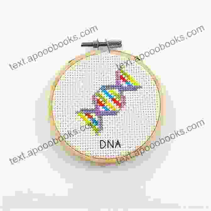 DNA Cross Stitch Pattern By Steve Goldsworthy Featuring A Close Up Of The Detailed Cross Stitch Design, Showcasing The Intricate DNA Double Helix Structure And Vibrant Colors. DNA Cross Stitch Pattern Steve Goldsworthy