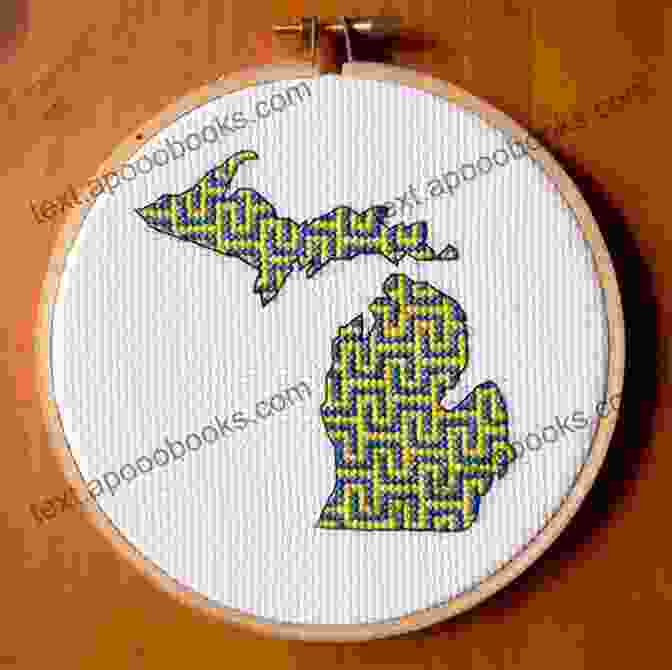 Heart Michigan Cross Stitch Pattern Showcasing Iconic Landmarks And Symbols Of Michigan Heart Michigan Cross Stitch Pattern