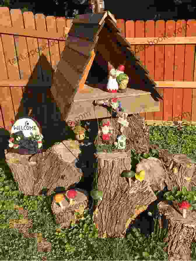 Image Of A Crocheted Little Gnome Home, Decorated With A Variety Of Colors And Textures, Set Against A Backdrop Of A Green Meadow. Little Gnome Home Crochet Pattern: A Miniature Fairy House For Home Decor