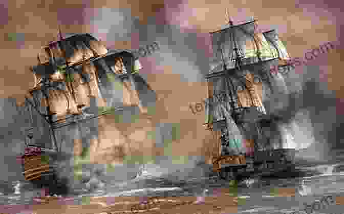 The Square Of Carronades Engages In A Fierce Sea Battle With A Pirate Ship. The Three At The Square Of Carronades