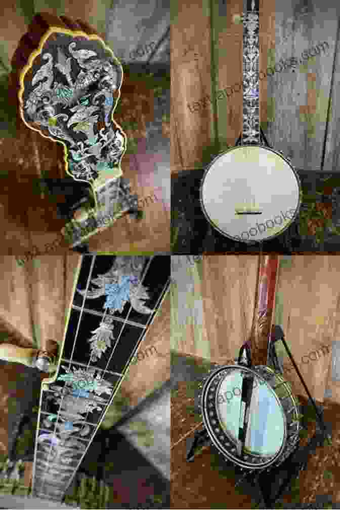 Vibrant Banjo With Intricate Engraving On Cover Great Picking Tunes For Banjo